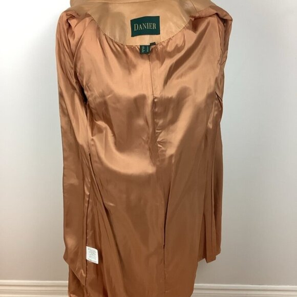 DANIER LEATHER MIDI LENGTH TAN COAT 12 - Picture 13 of 13
